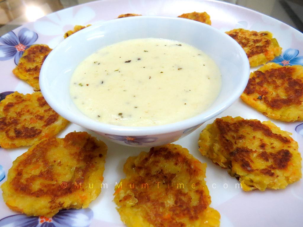 Vegetable Fritters with Cheese Dip