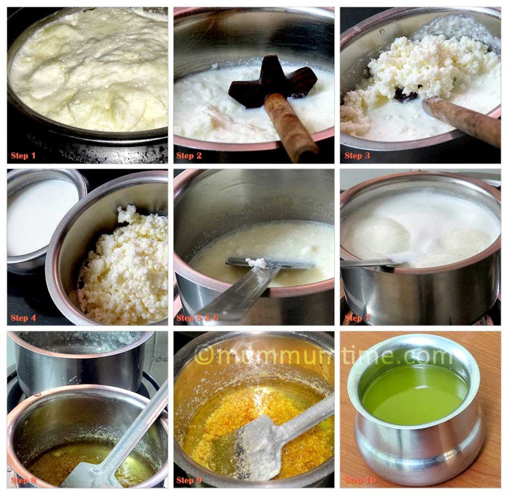 Step by step photo instructions for making Homemade Ghee