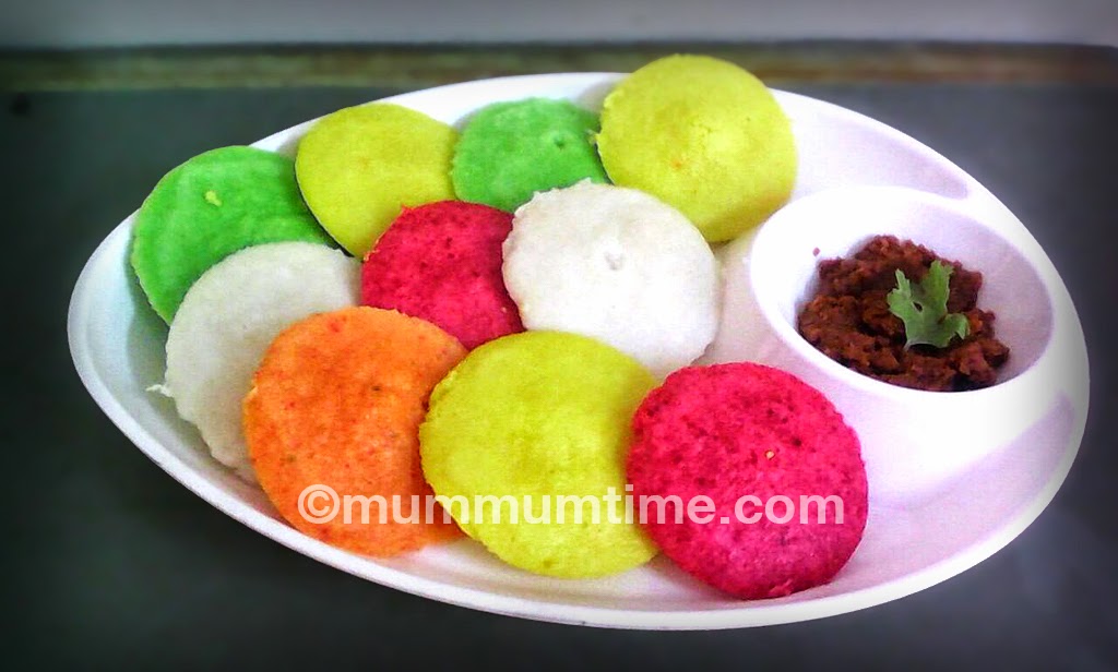 Recipe for Multi Colored Rava Idlis