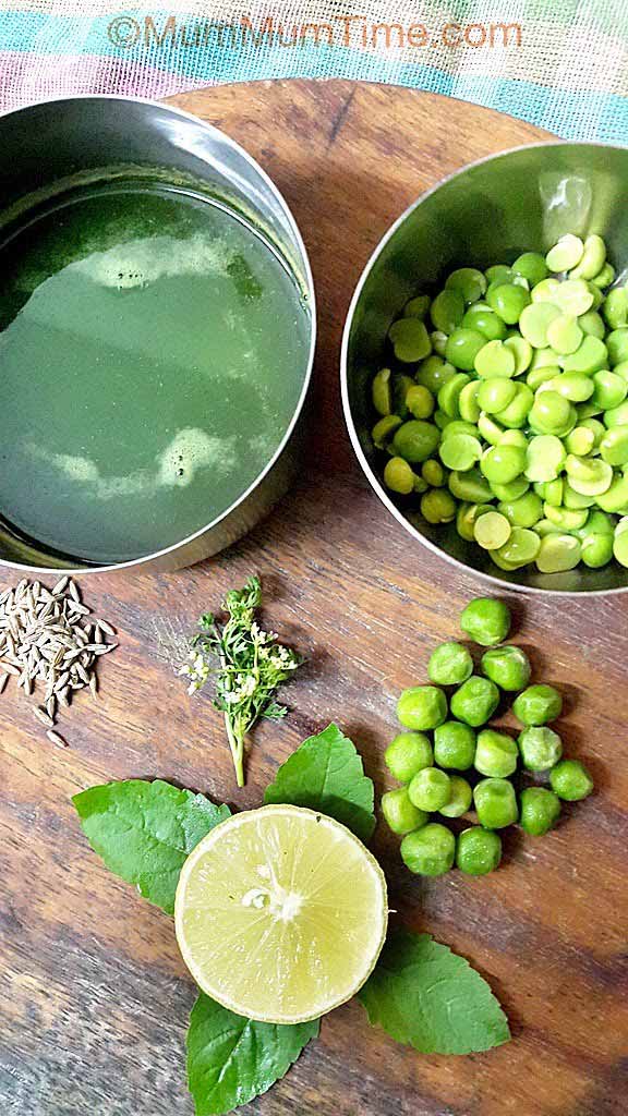 Ingredients for leomon coriander peas upma