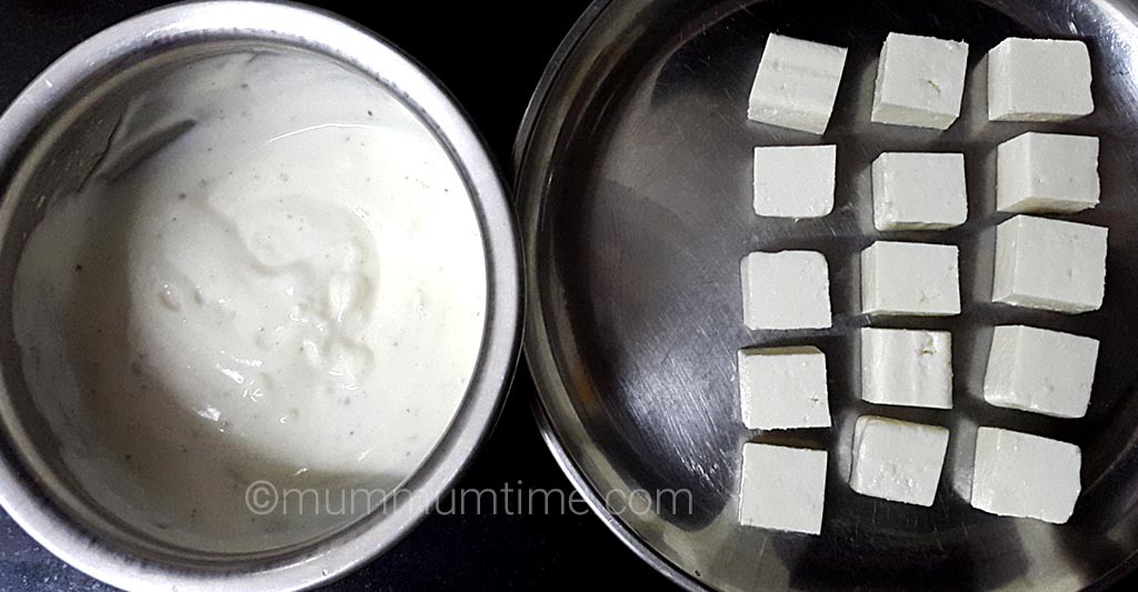 Ingredients for Recipe of Paneer Tikka for toddlers and kids